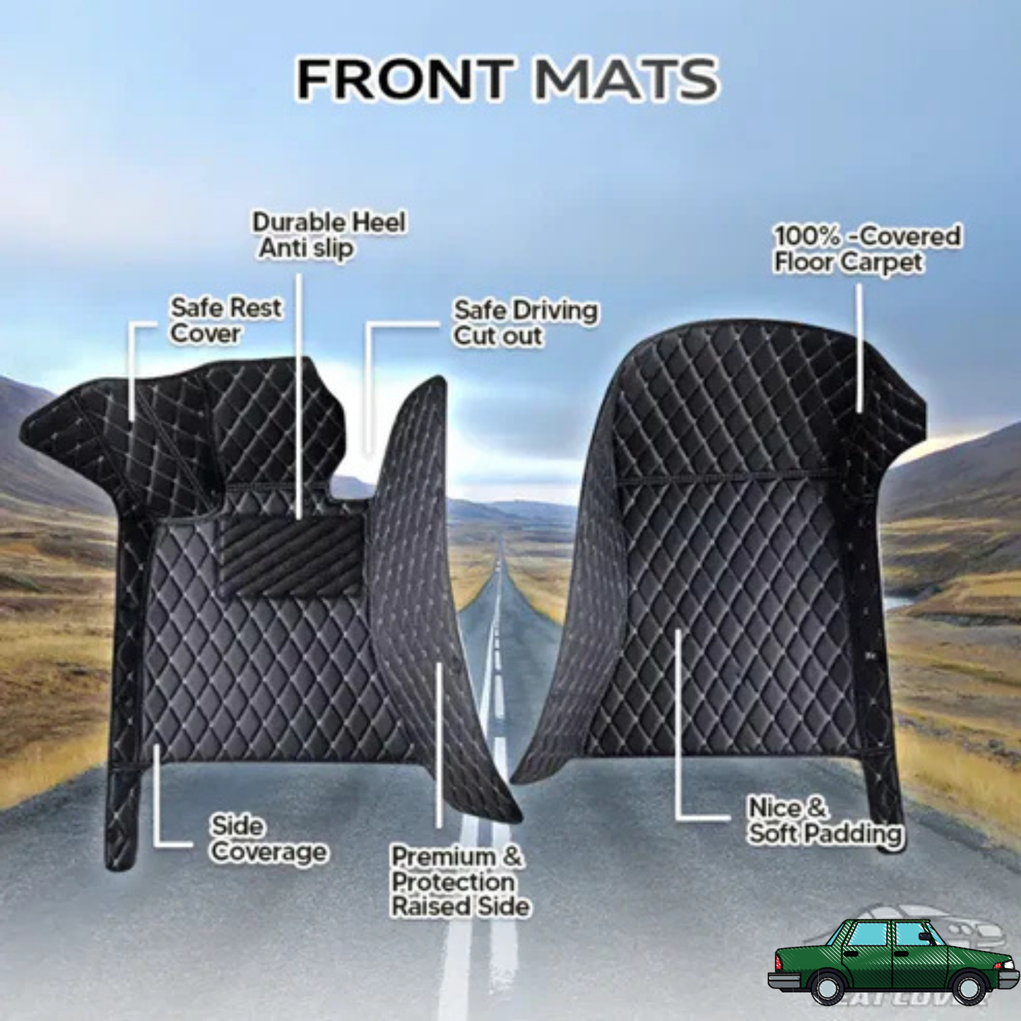 Waterproof PU Leather Car Floor Mats Set